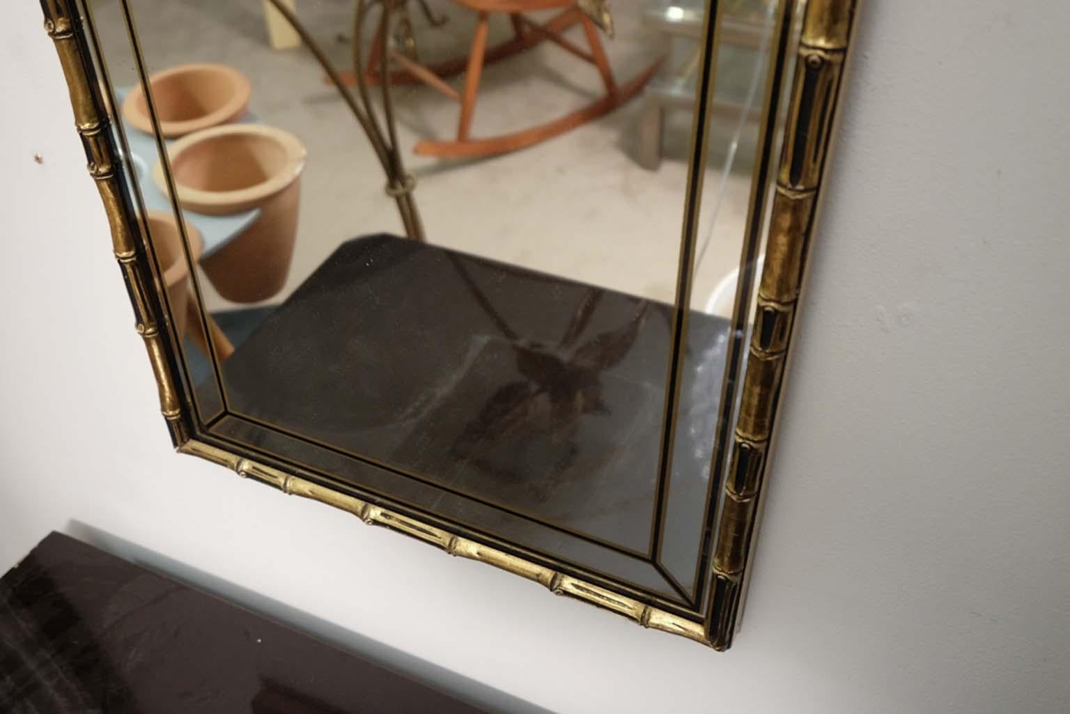Belgo Chrome extra large mirror (1970) gilded with fine gold 23-carats and brass. 
For interior vintage design and Hollywood Regency.
 
