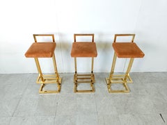 Belgochrome Barhocker aus Messing, 3er-Set, 1970er-Jahre