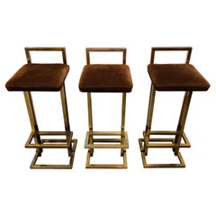 Belgochrom Barhocker aus Messing:: 3er-Set:: 1970er