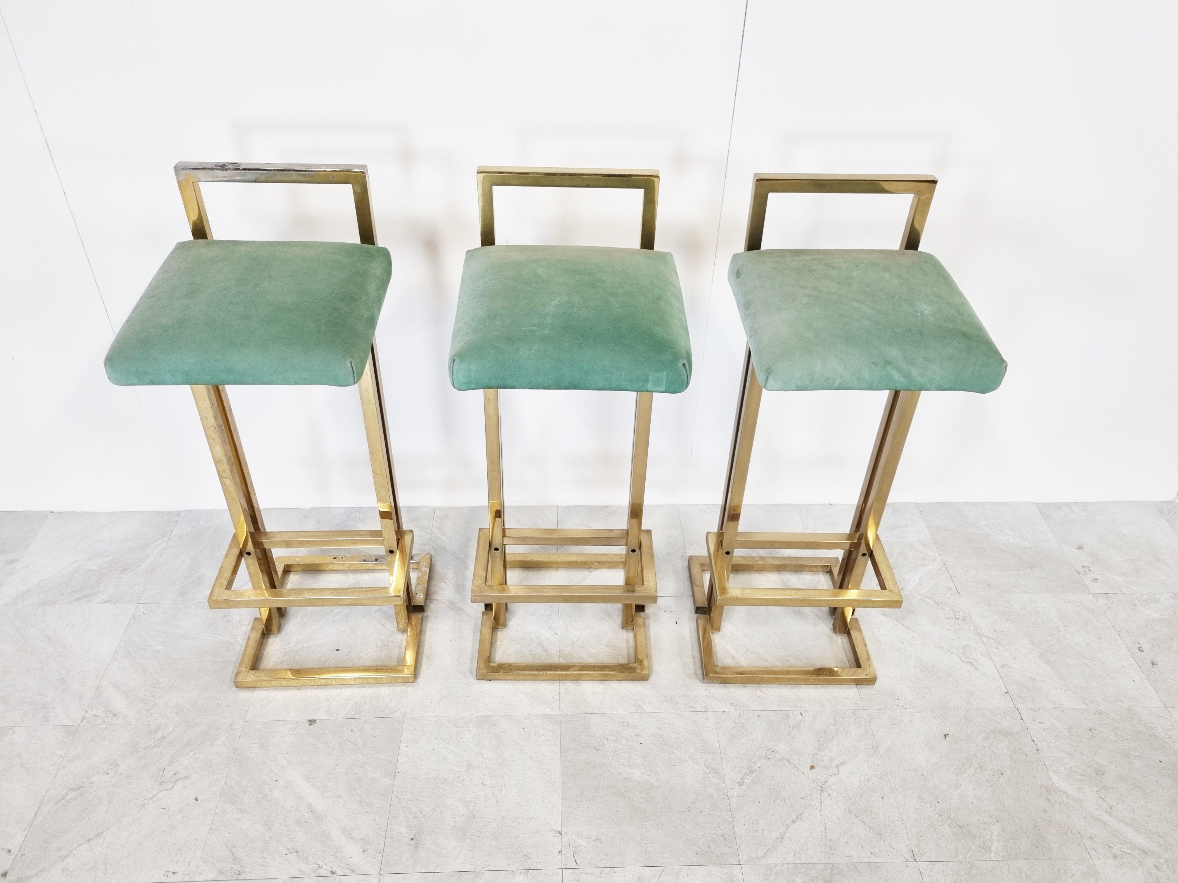 Belgochrom Chrome Bar Stools, Set of 3, 1970s In Good Condition In HEVERLEE, BE