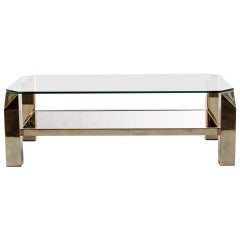 Belgochrom Coffee Table, 23 Carat Gold-Plated, Signed, 1970s