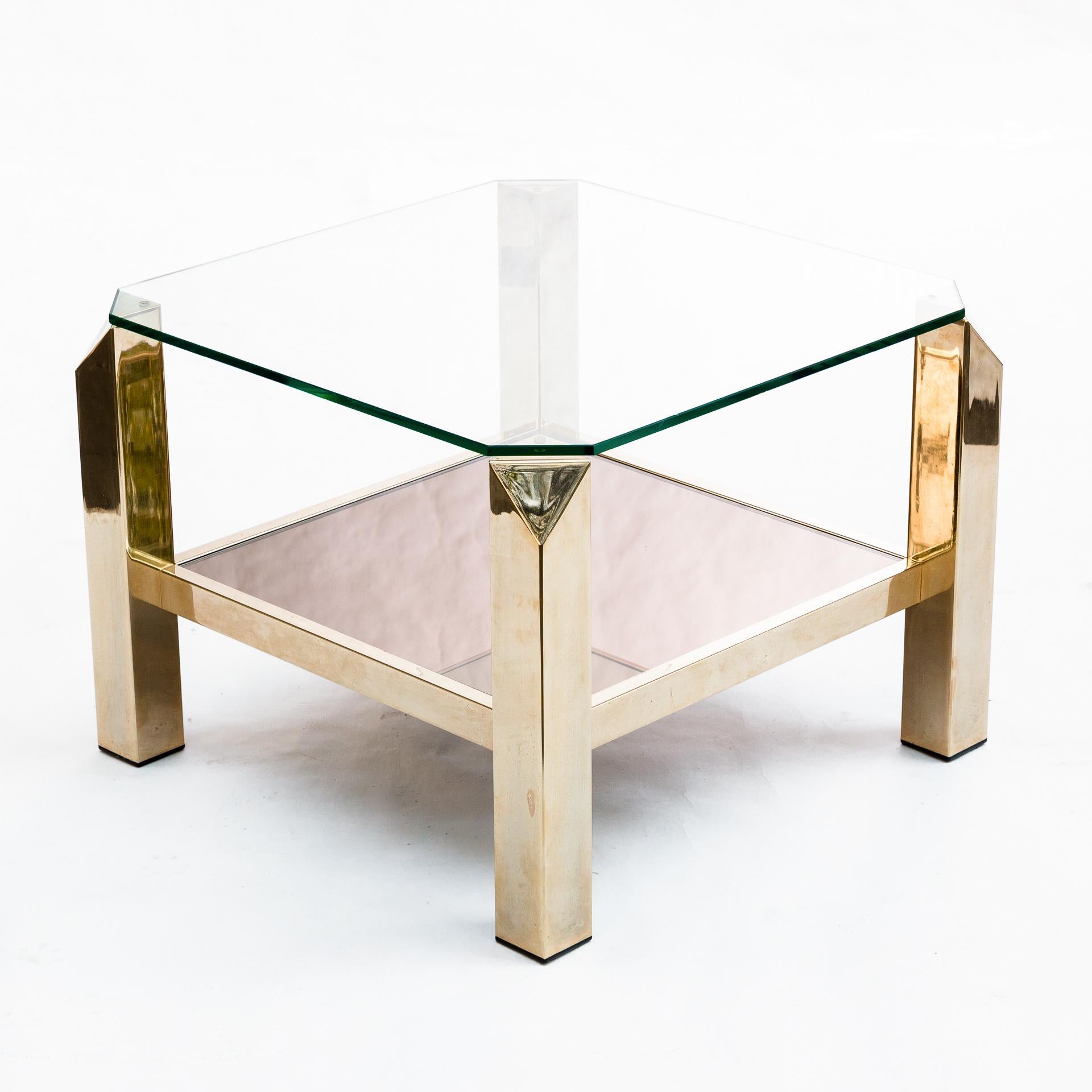 Belgian Belgochrom Side Table, 23-Carat Gold-Plated, 1970s For Sale
