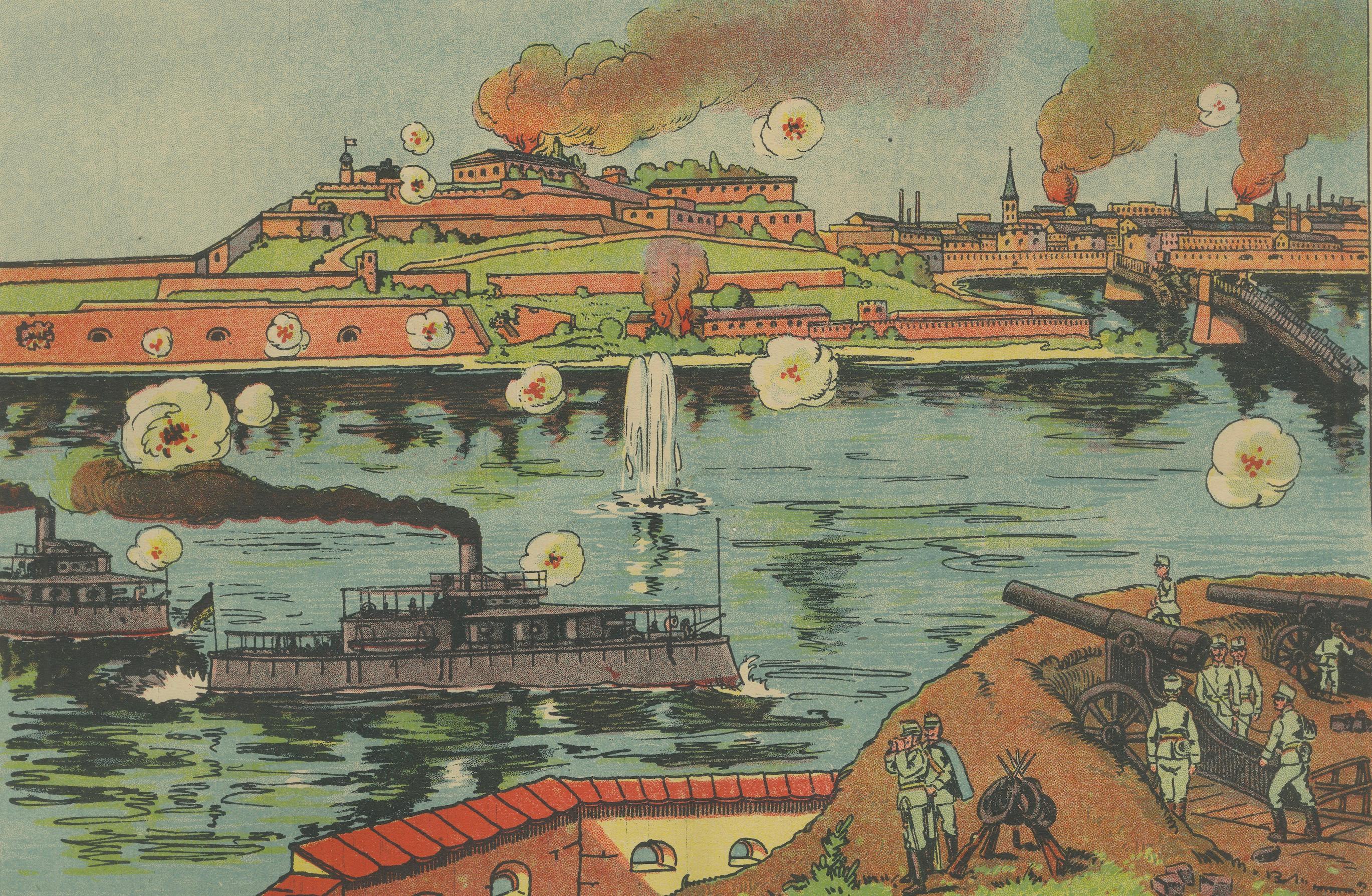 Belgrade Bombardment 1914 – Color WWI Battle Print, Austrian-Serbian Front