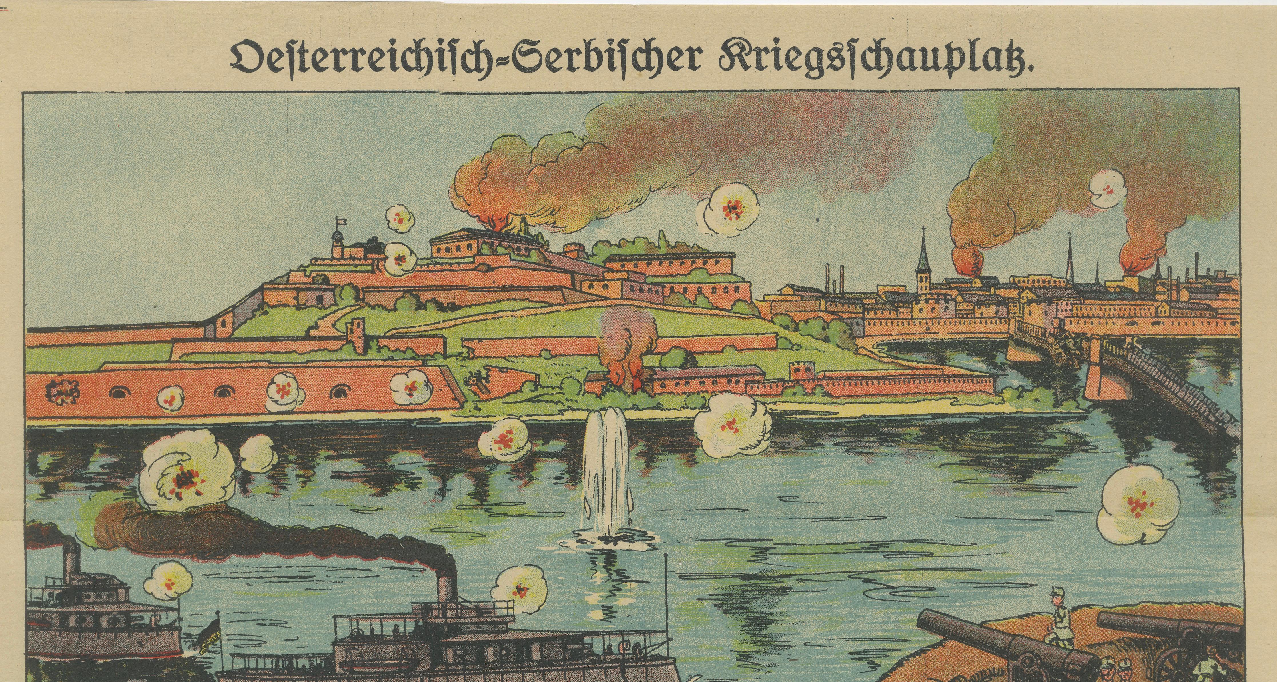 Belgrade Bombardment 1914 – Color WWI Battle Print, Austrian-Serbian Front