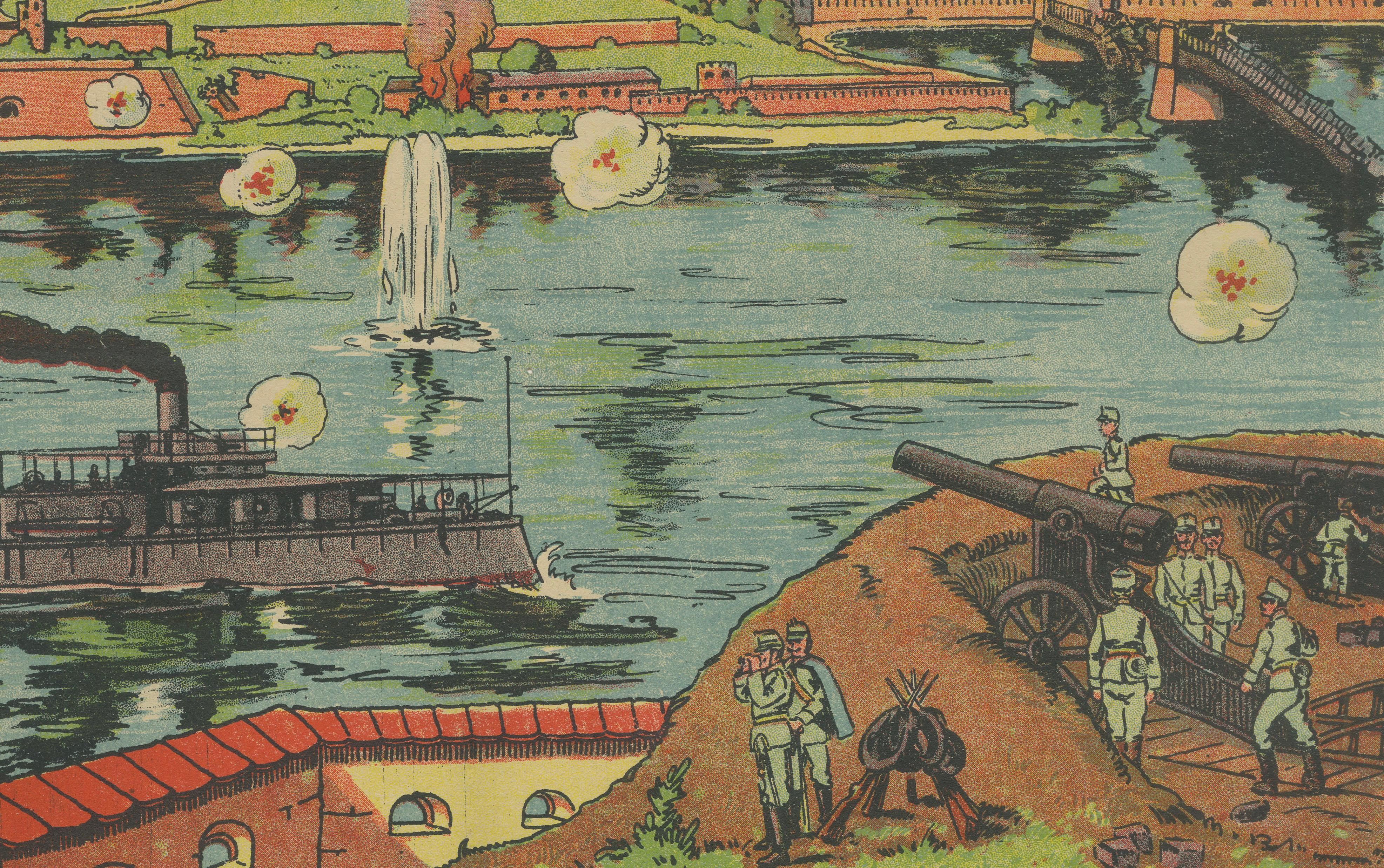 Belgrade Bombardment 1914 – Color WWI Battle Print, Austrian-Serbian Front