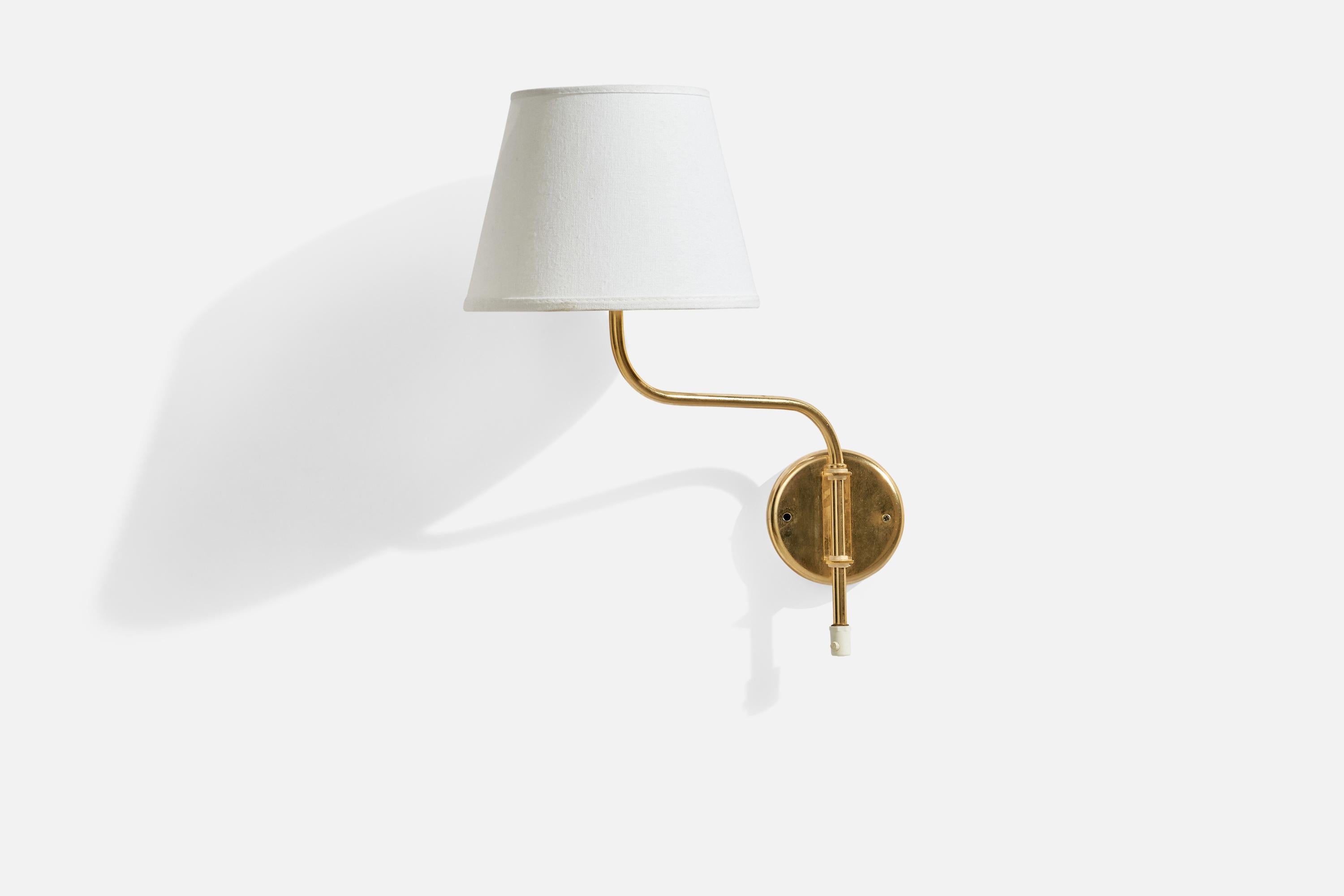 Belid, Wall Lights, Brass, Fabric, Sweden, 1970s For Sale 2