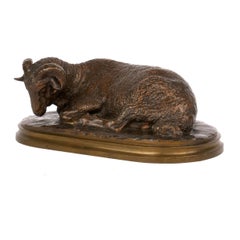 “Belier Couché” Antique French Bronze Sculpture by Rosa Bonheur & Peyrol