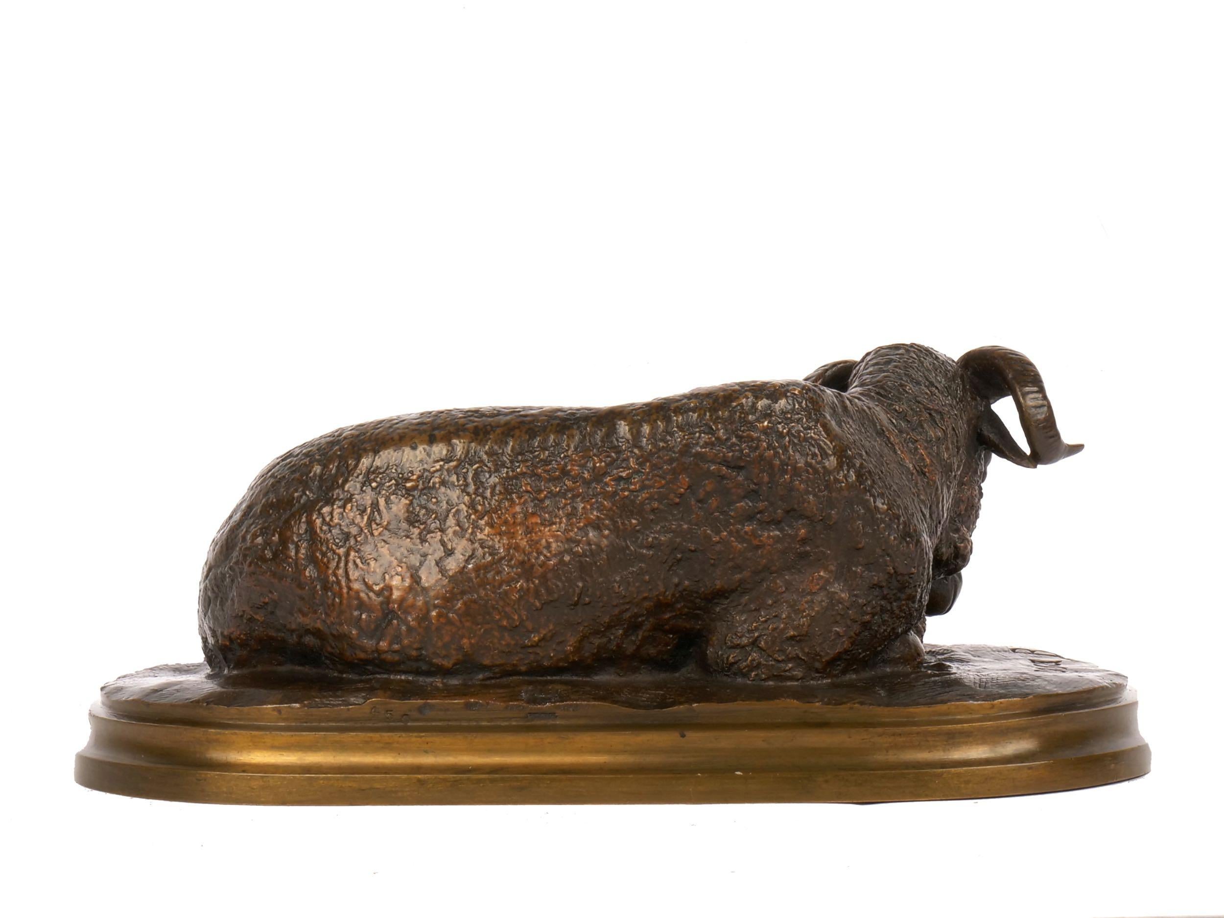 “Belier Couché” Antique French Bronze Sculpture by Rosa Bonheur & Peyrol 1