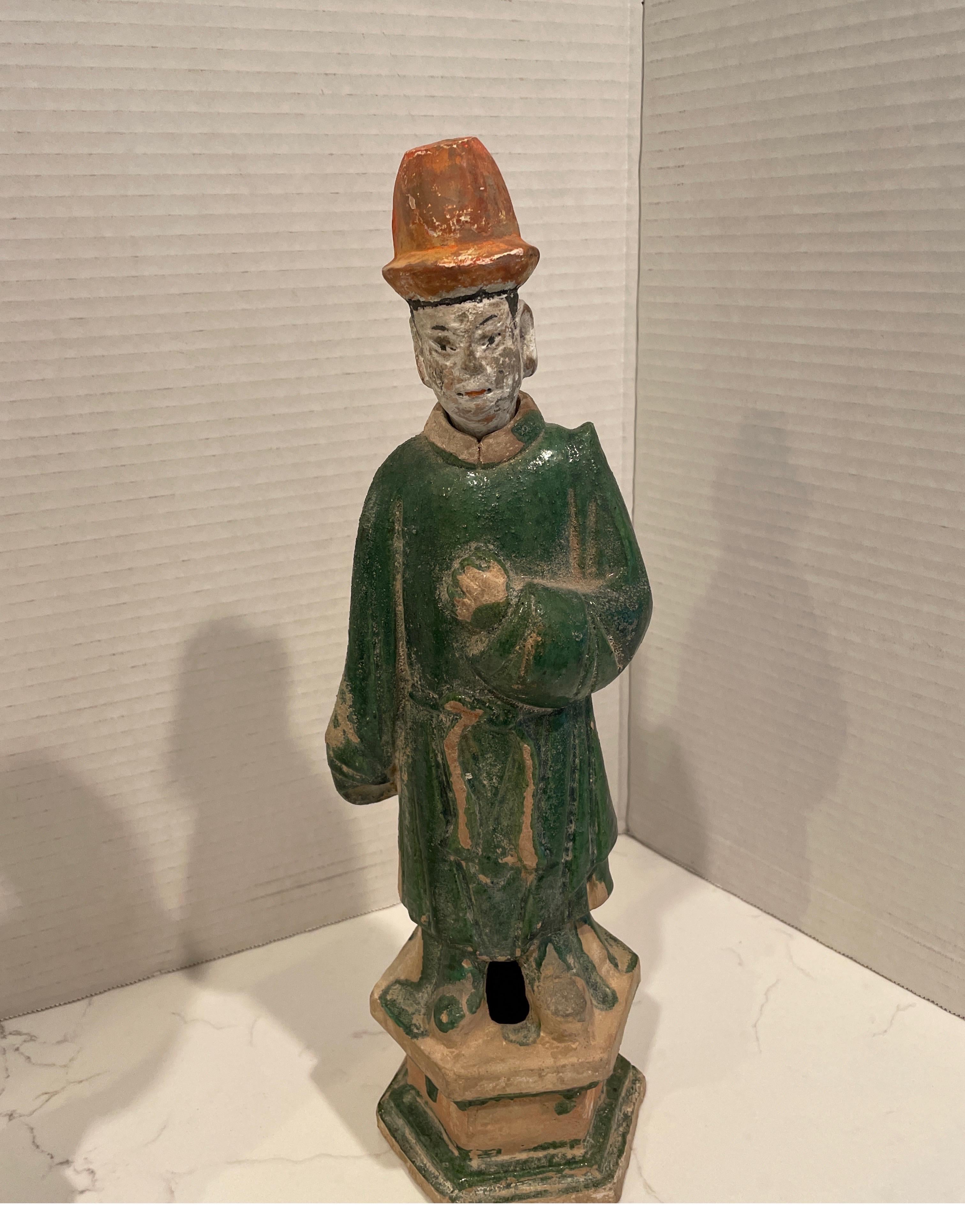 Believed to be dignity tomb figures from the Ming Dynasty  In Good Condition For Sale In Chicago, IL