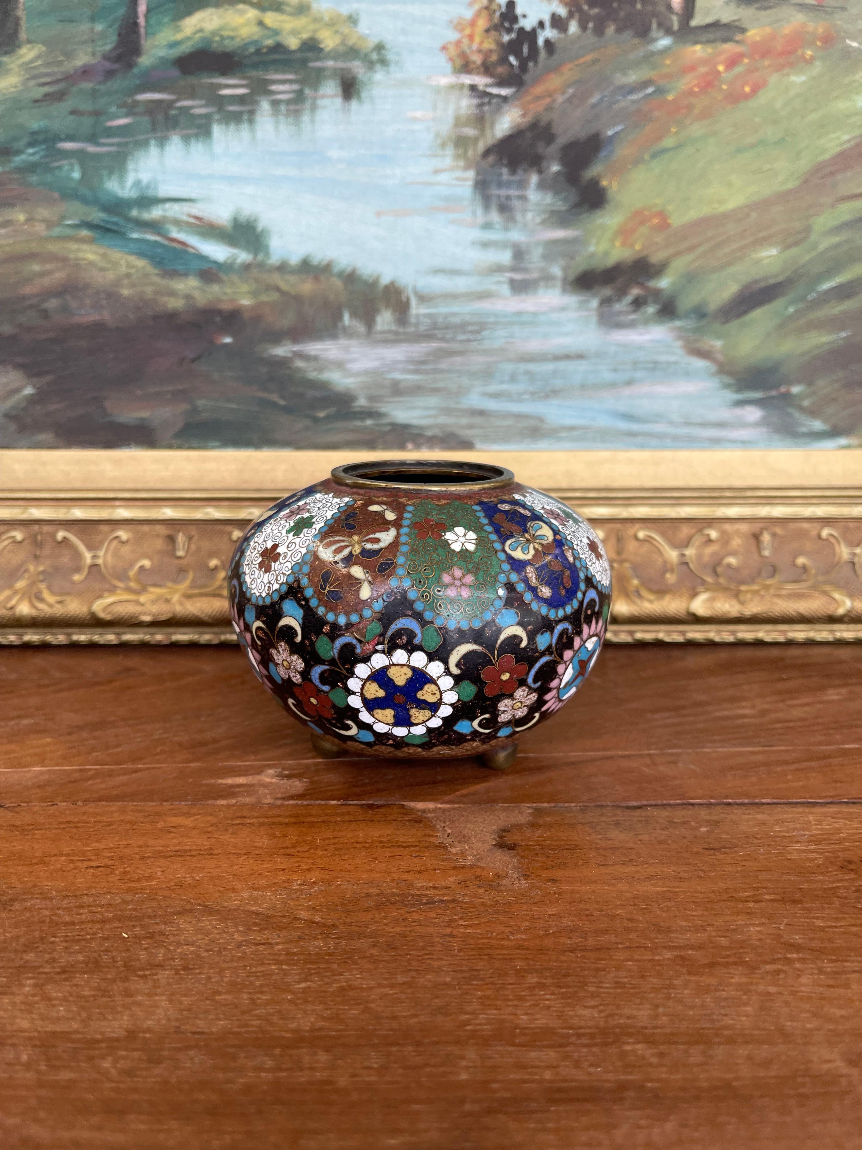 Mid-Century Modern Believed to be Early 20th Century Chinese Cloisonné Miniature Tripod Vase For Sale