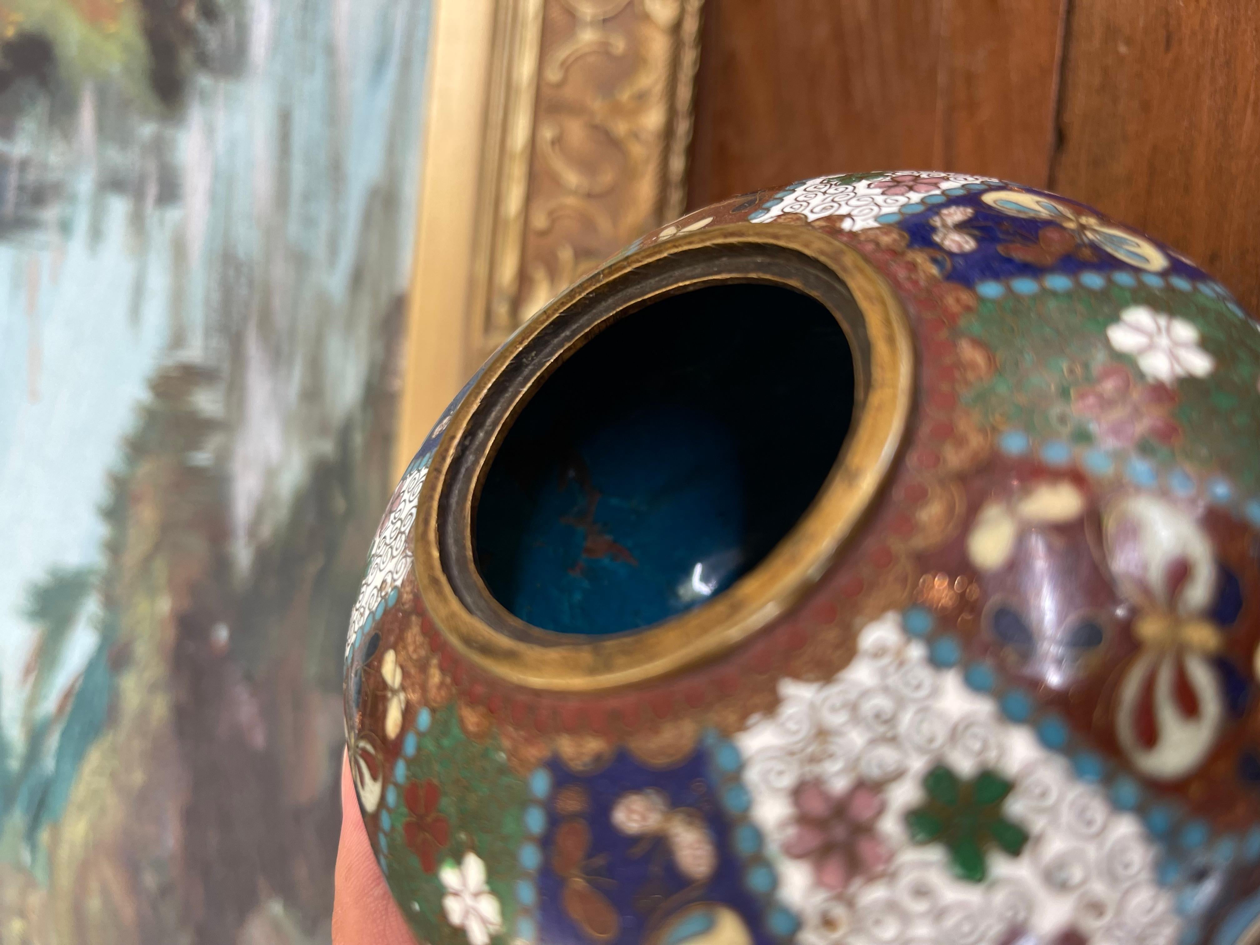 Paint Believed to be Early 20th Century Chinese Cloisonné Miniature Tripod Vase For Sale