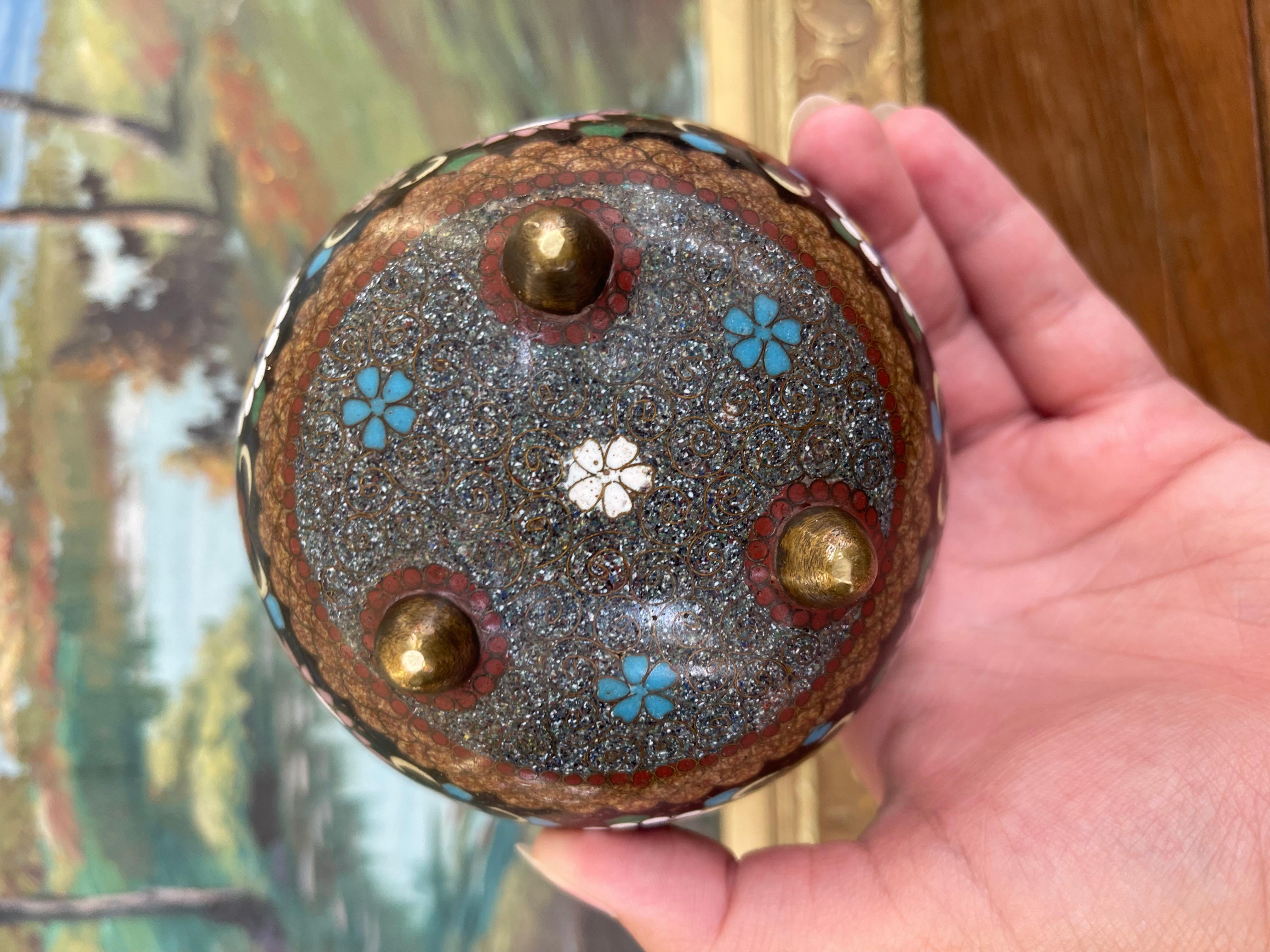 Believed to be Early 20th Century Chinese Cloisonné Miniature Tripod Vase For Sale 1