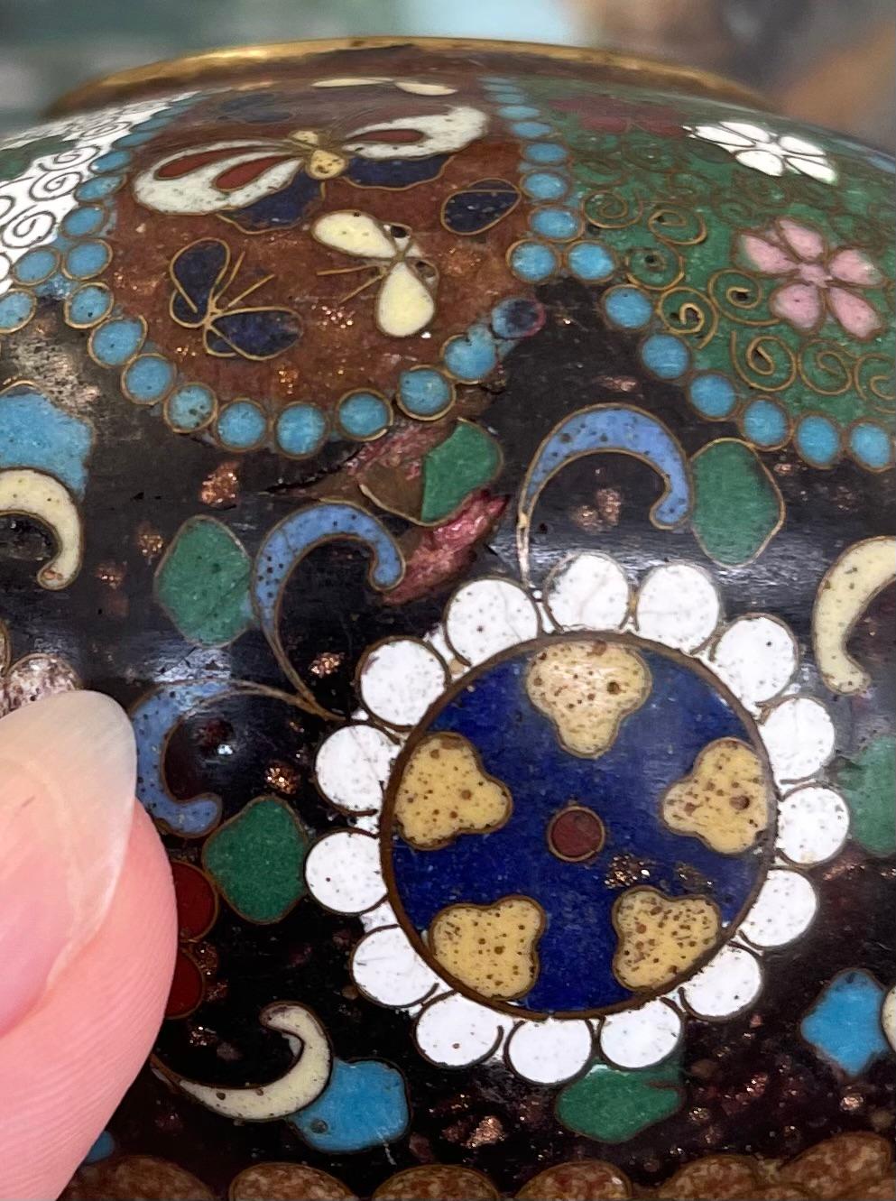 Believed to be Early 20th Century Chinese Cloisonné Miniature Tripod Vase For Sale 2