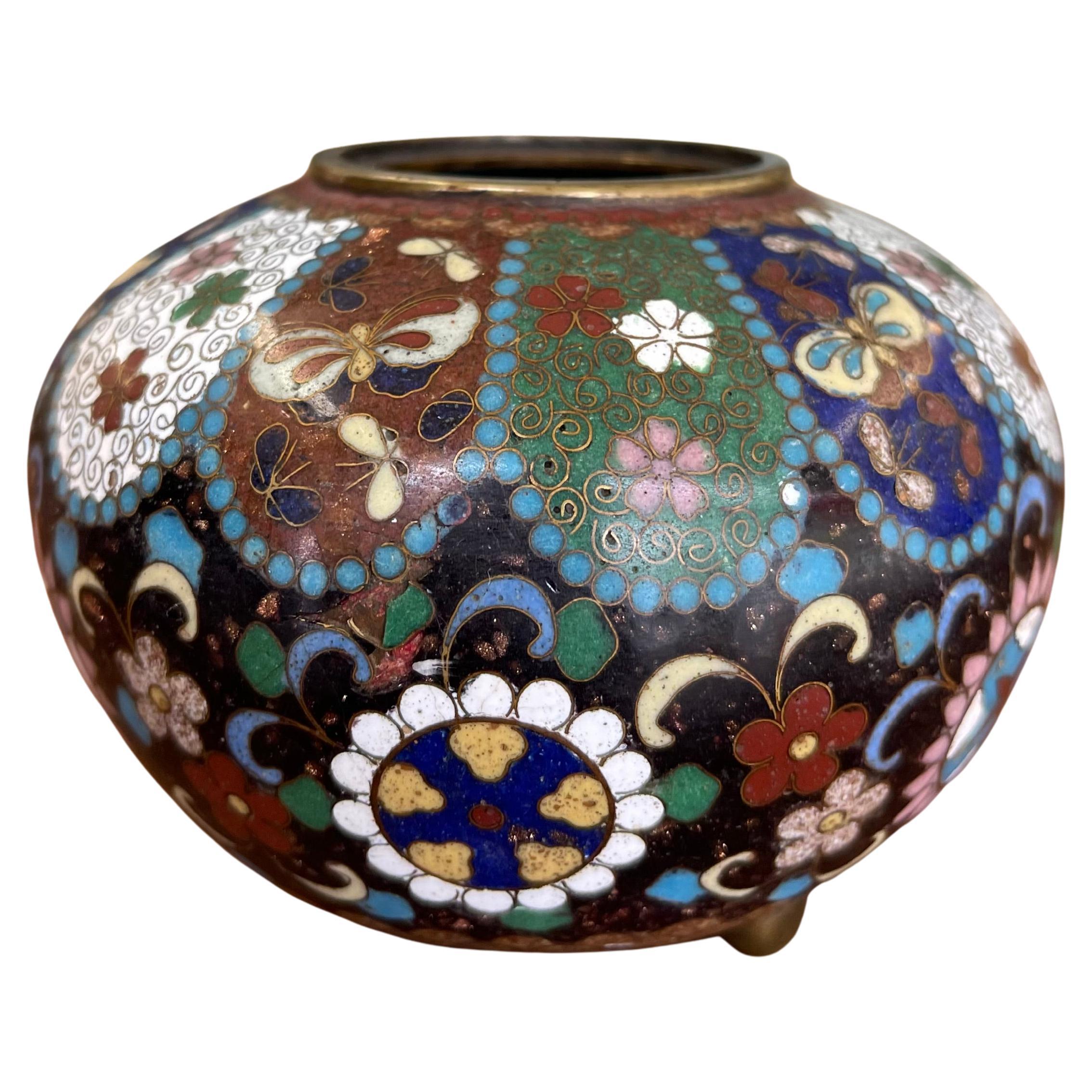 Believed to be Early 20th Century Chinese Cloisonné Miniature Tripod Vase For Sale