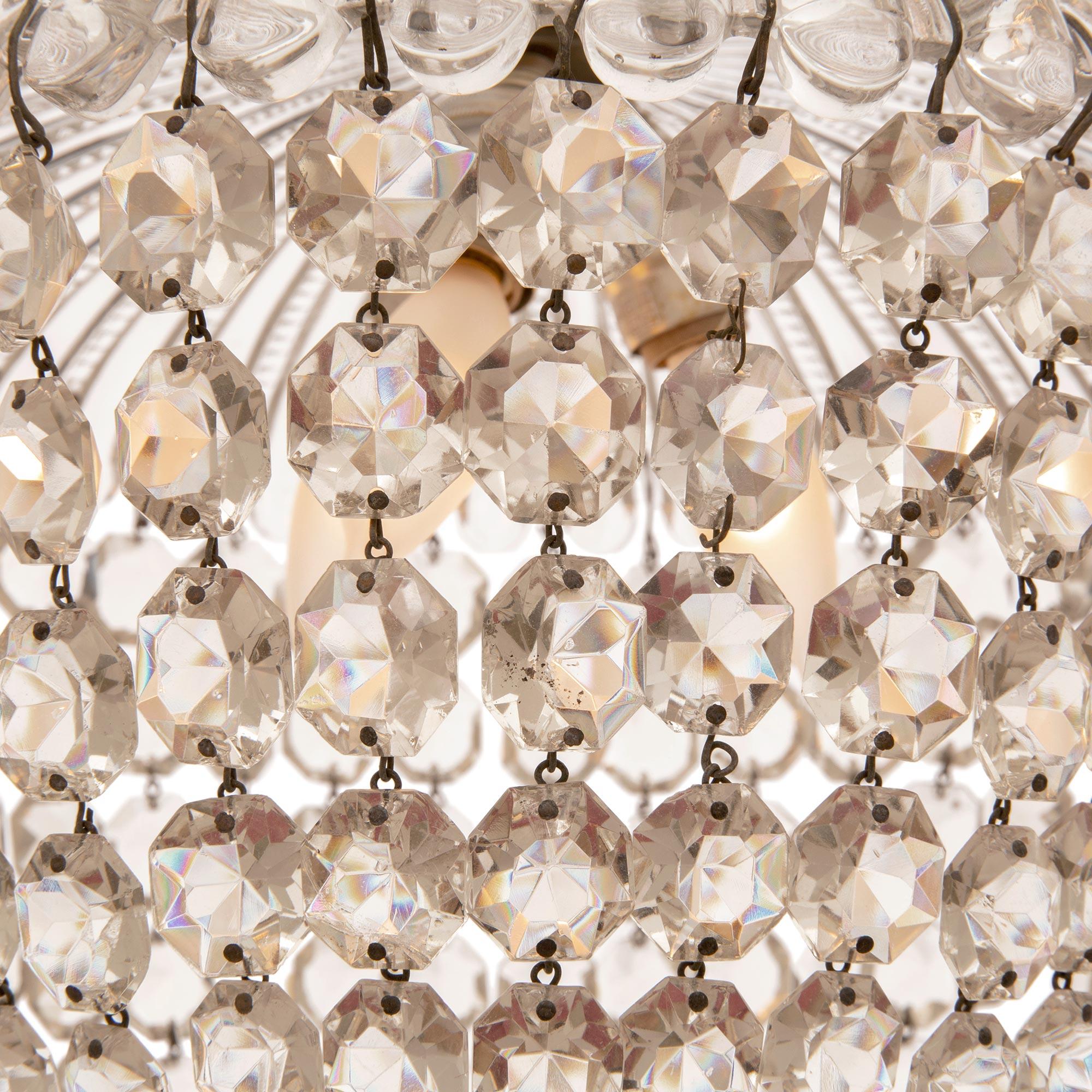 Beligan 19th c. Louis XVI St. Crystal Plafonnier Chandelier In Good Condition For Sale In West Palm Beach, FL