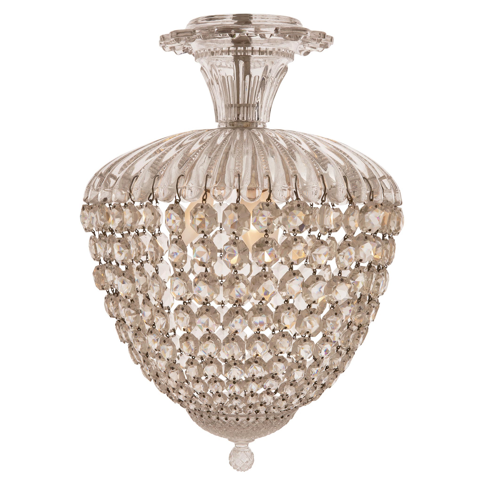 A.I.C. 19e C. Lustre Plafonnier Louis XVI en cristal en vente