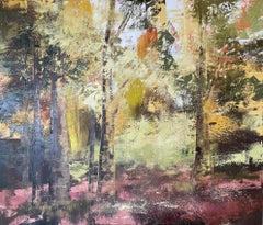 Dancing Leaves of Gold and Scarlett, Original Painting, Landscape, Woods, Trees