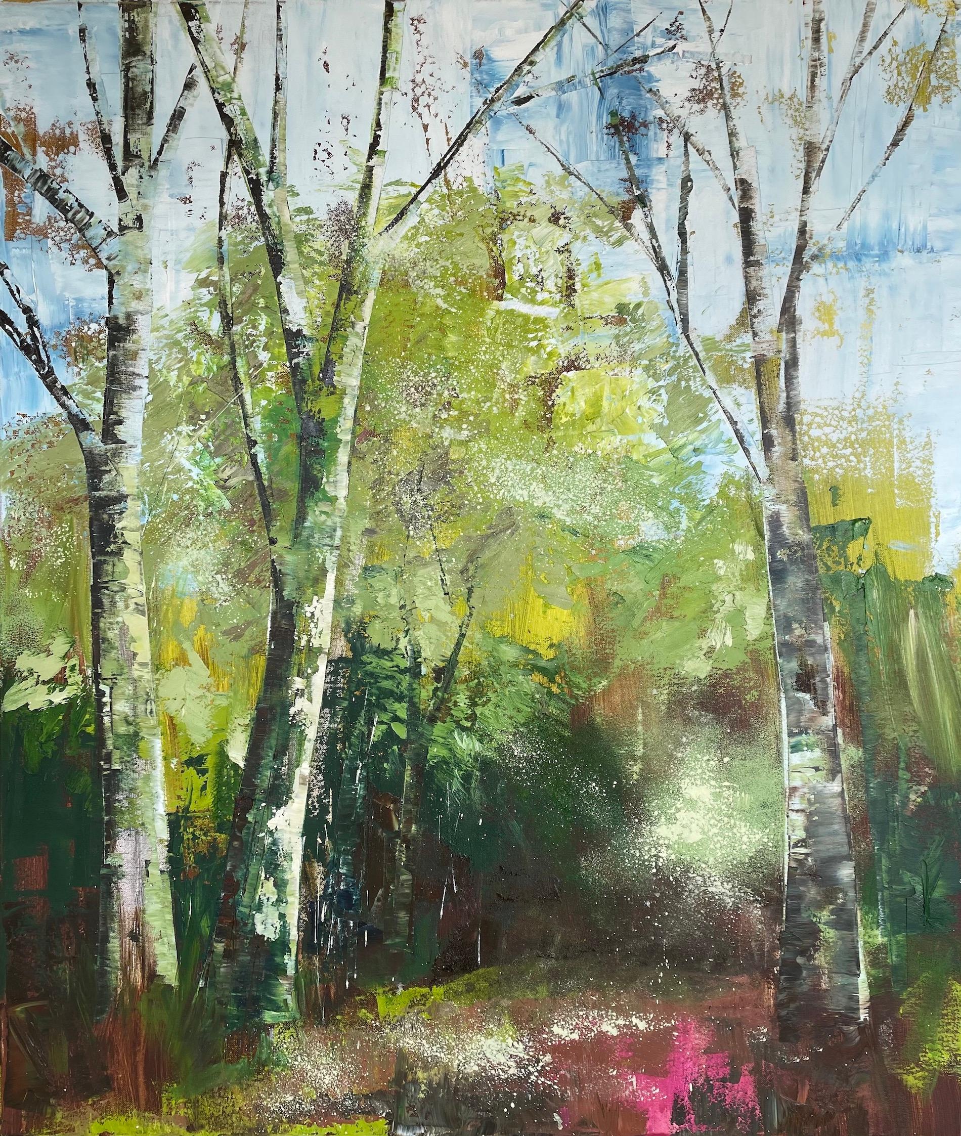 Belinda Reynell Landscape Painting – Path to Freedom, Originalgemälde, Landschaft, Hölzer, Bäume