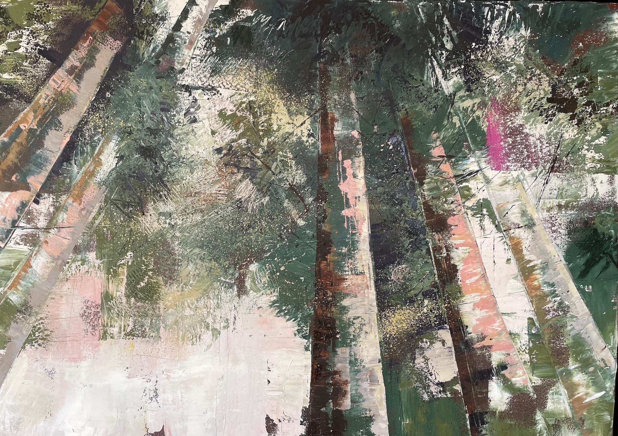 Copas de árboles, Pintura original, Paisaje, Bosques, Árboles en venta 3