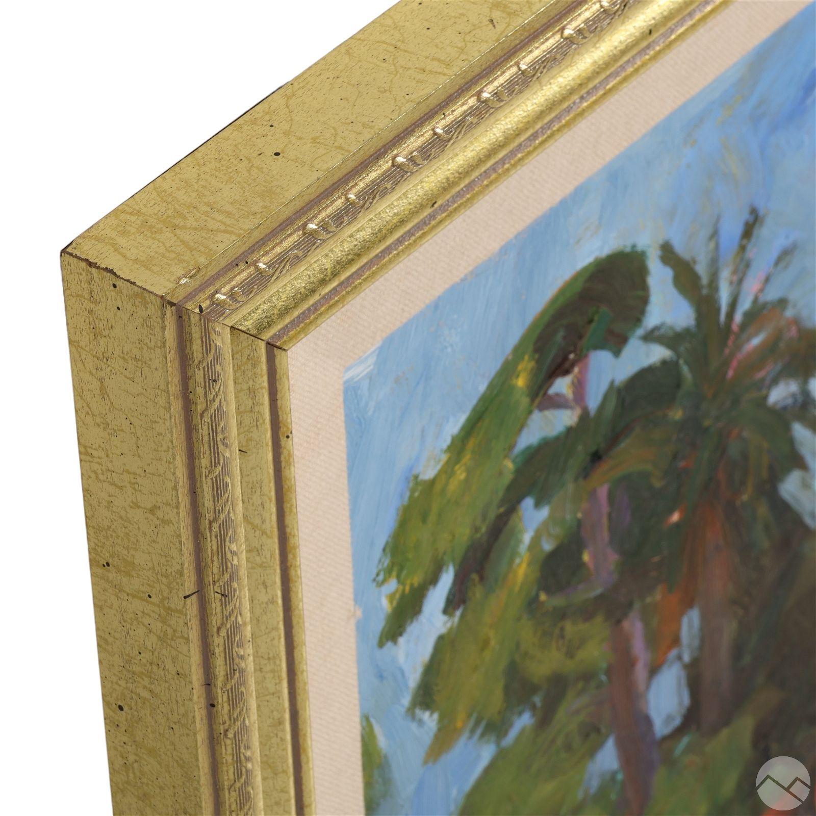 Red Residence, Kalifornien, Landschaftsgemälde
Künstler signiert unten links Öl auf Masonit 16x20 mit Rahmen 20.5x24.5
Belinda Vidor Holliday (Amerikanerin, 1930-2023). Ein Original-Ölgemälde auf Karton. Titel: 