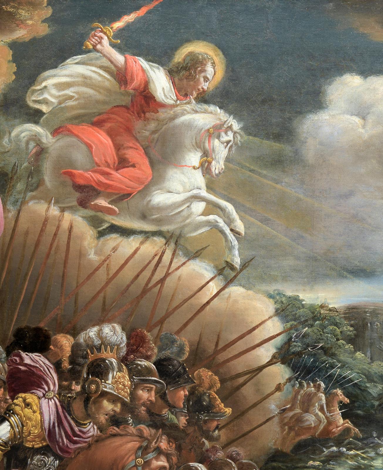 Saint Jacques in der Schlacht von Clavijo – Painting von Belisario Corenzio