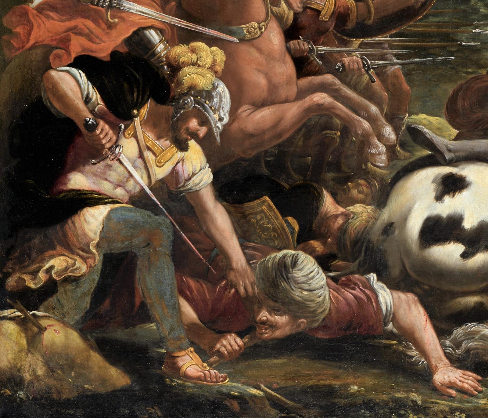 Saint Jacques in der Schlacht von Clavijo (Braun), Landscape Painting, von Belisario Corenzio
