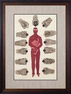 Adoracion (Adoration) Monochromatic Collography Print, 39.25x29.75 in