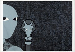 "Sin título (Sikán con bastón)". Serigrafía