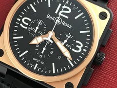 Bell & Ross Black Carbon and Steel Chronograph Automatic Wristwatch Ref BR01-94