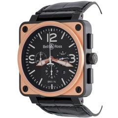 Bell & Ross Black Carbon and Steel Chronograph Automatic Wristwatch Ref BR01-94