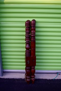 Bell and Feather Carved Low Post circa 1820 in Cherry