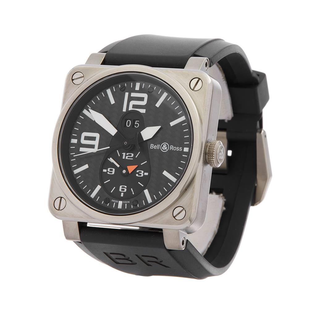 Xupes Ref: W4684
Manufacturer: Bell & Ross
Model: GMT
Model Ref: BR 03-51-T-01514
Age: 16th December 2013
Gender: Men's
Box and Papers: Box, Manuals & Guarantee
Dial: Carbon Fibre & Arabic
Glass: Sapphire Crystal
Movement: Automatic
Water