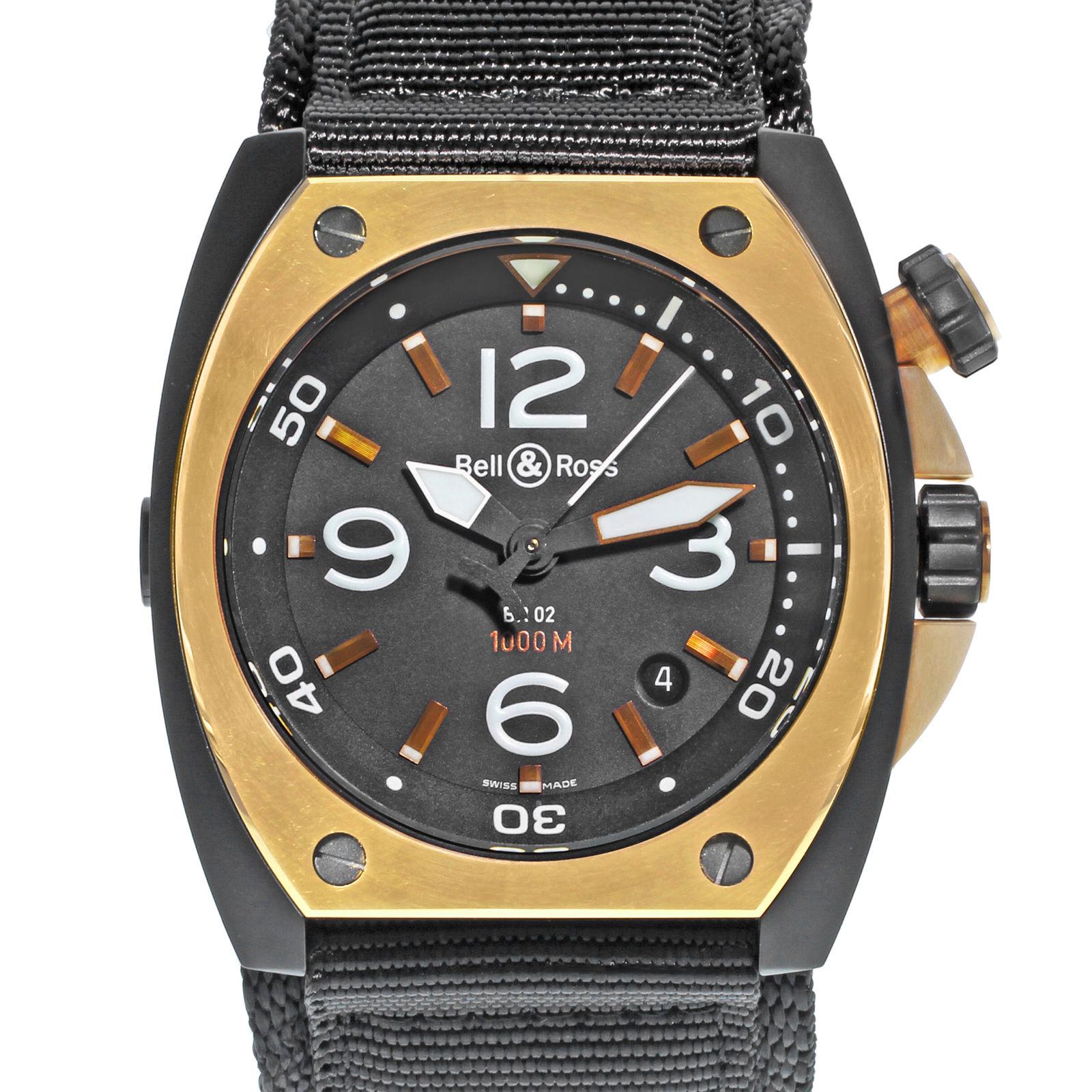 (20691)
This New With Defects Bell & Ross Marine BR02‑PINKGOLD‑CA is a beautiful men's timepiece that is powered by an automatic movement which is cased in a stainless steel case. It has a tonneau shape face, date dial and has hand sticks & numerals