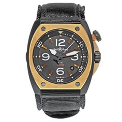Bell and Ross Marine Automatic Matte Black PVD Steel Mens Watch BR02‑Pinkgold‑CA