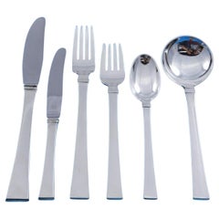 Bell by Hans Hansen Danish Sterling Silver Flatware Set 6 Service 38 Pcs Modern