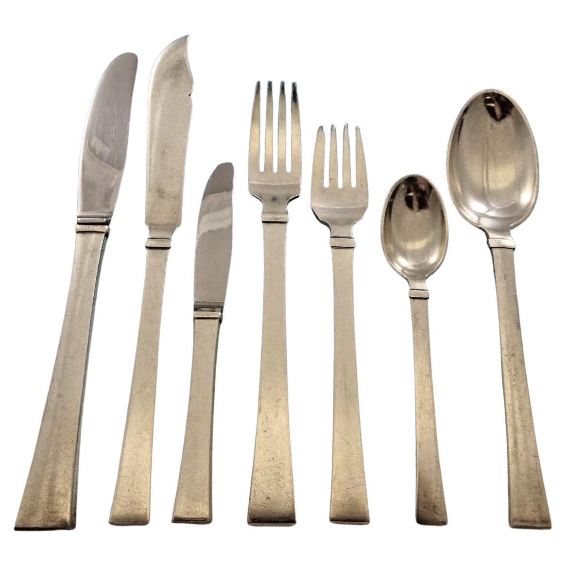 Bell by Hans Hansen Danish Sterling Silver Flatware Set 8 Service 58 Pcs Modern