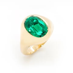 Bell Certified 4.85 carats Zambia Emerald Gold Ring, Yellow Gold Natural Emerald