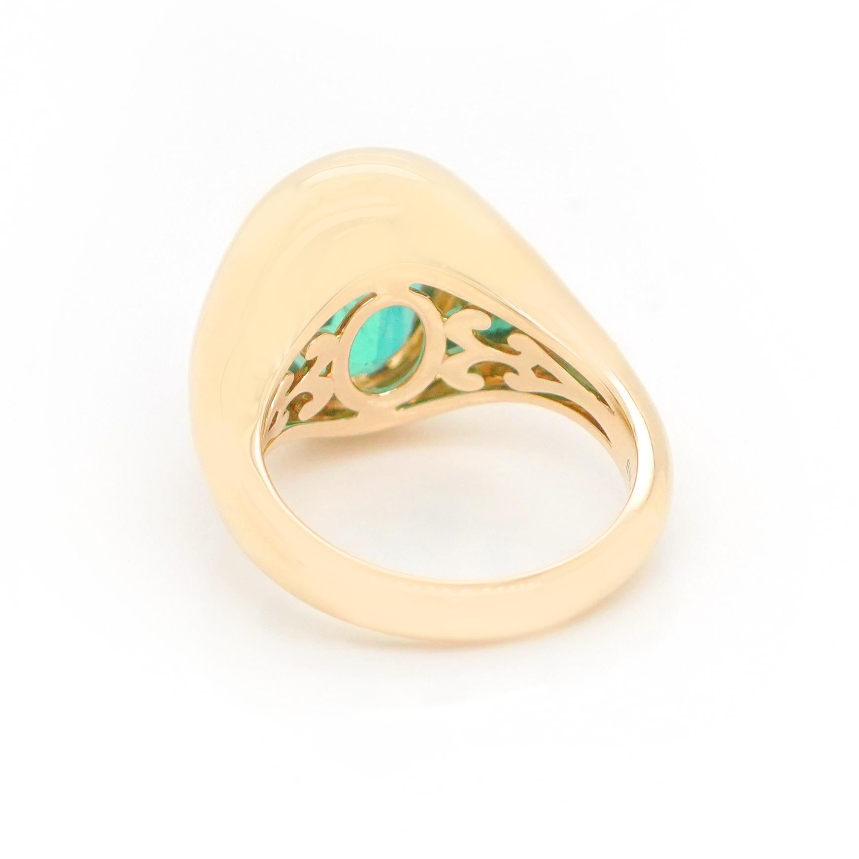 Women's or Men's Bell Certified 4.85 carats Zambia Emerald Gold Ring, Yellow Gold Natural Emerald For Sale