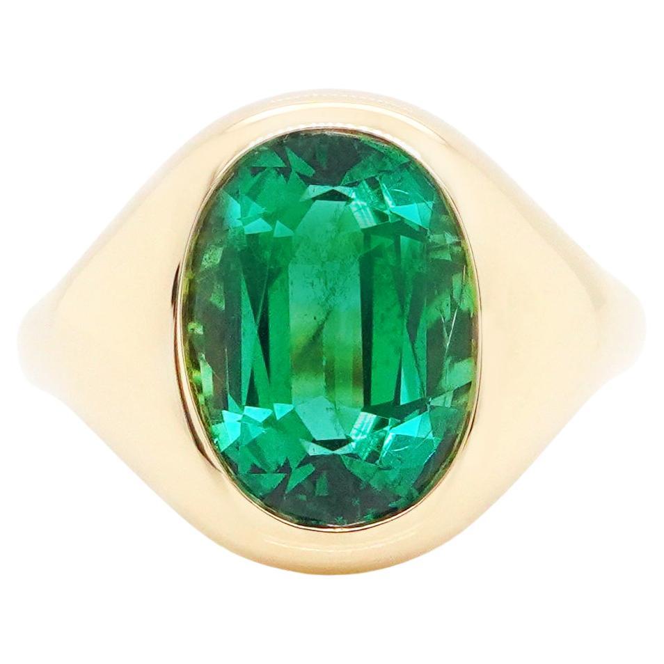 Bell Certified 4.85 carats Zambia Emerald Gold Ring, Yellow Gold Natural Emerald