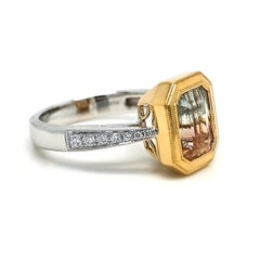 BELL Certified 5.18 Carat Tourmaline Round Diamond Yellow and White Gold Ring