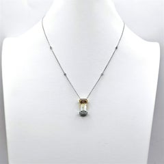 BELL Certified 5.45 Carat Tourmaline Round Diamond White Yellow Gold Necklace