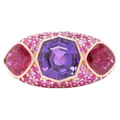 Glocke zertifiziert 8.676 Unerhitzter Saphir Mosambik Rubin Cocktail Ring 236 Edelsteine