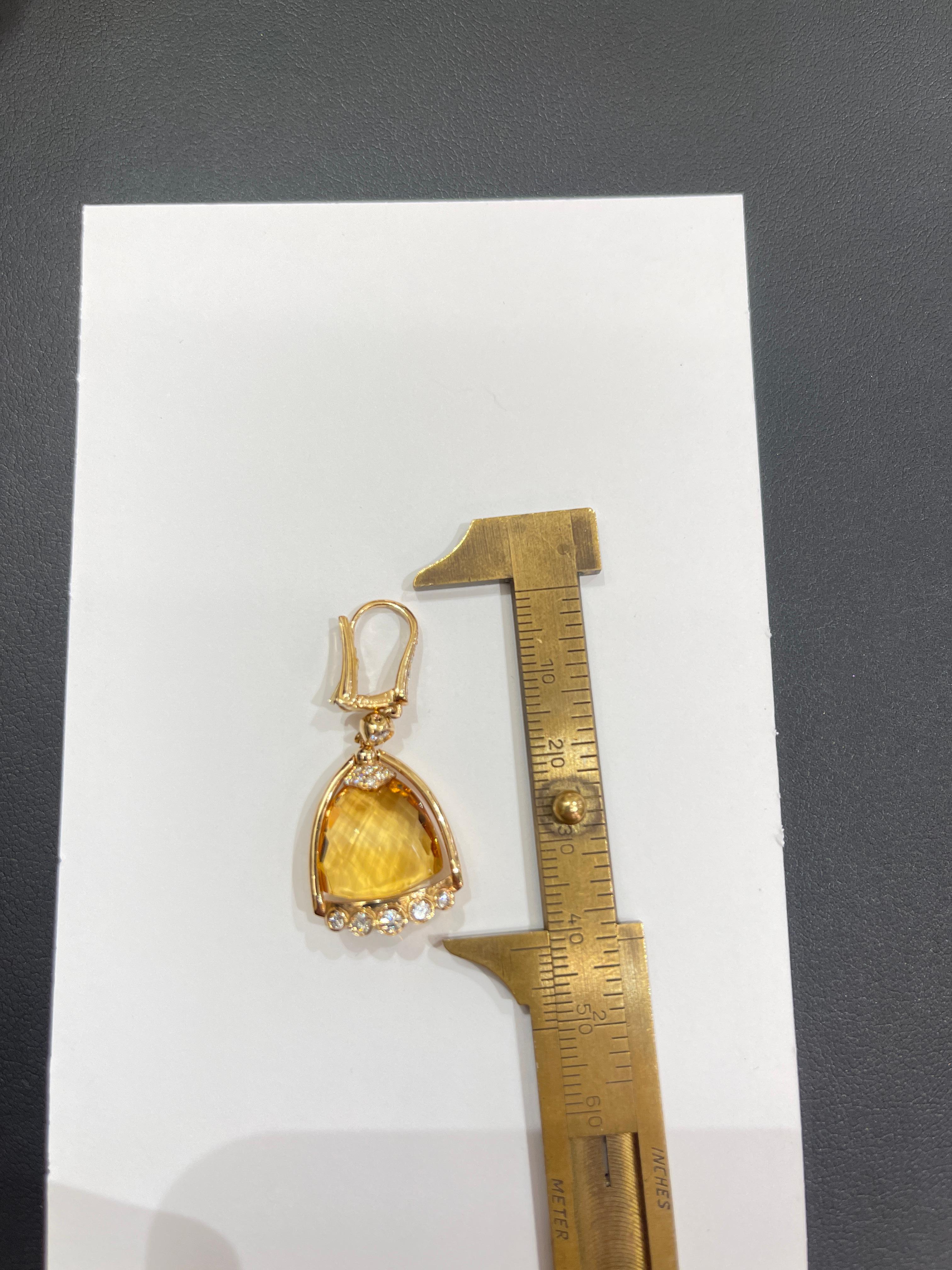 Moderne Collection Bell d'Angeletti, boucles d'oreilles en or avec citrine et diamants en vente