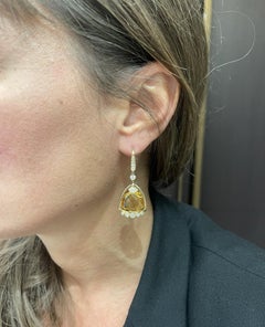 Bell Collection by Angeletti, Gold Earrings with Citrine and Diamonds