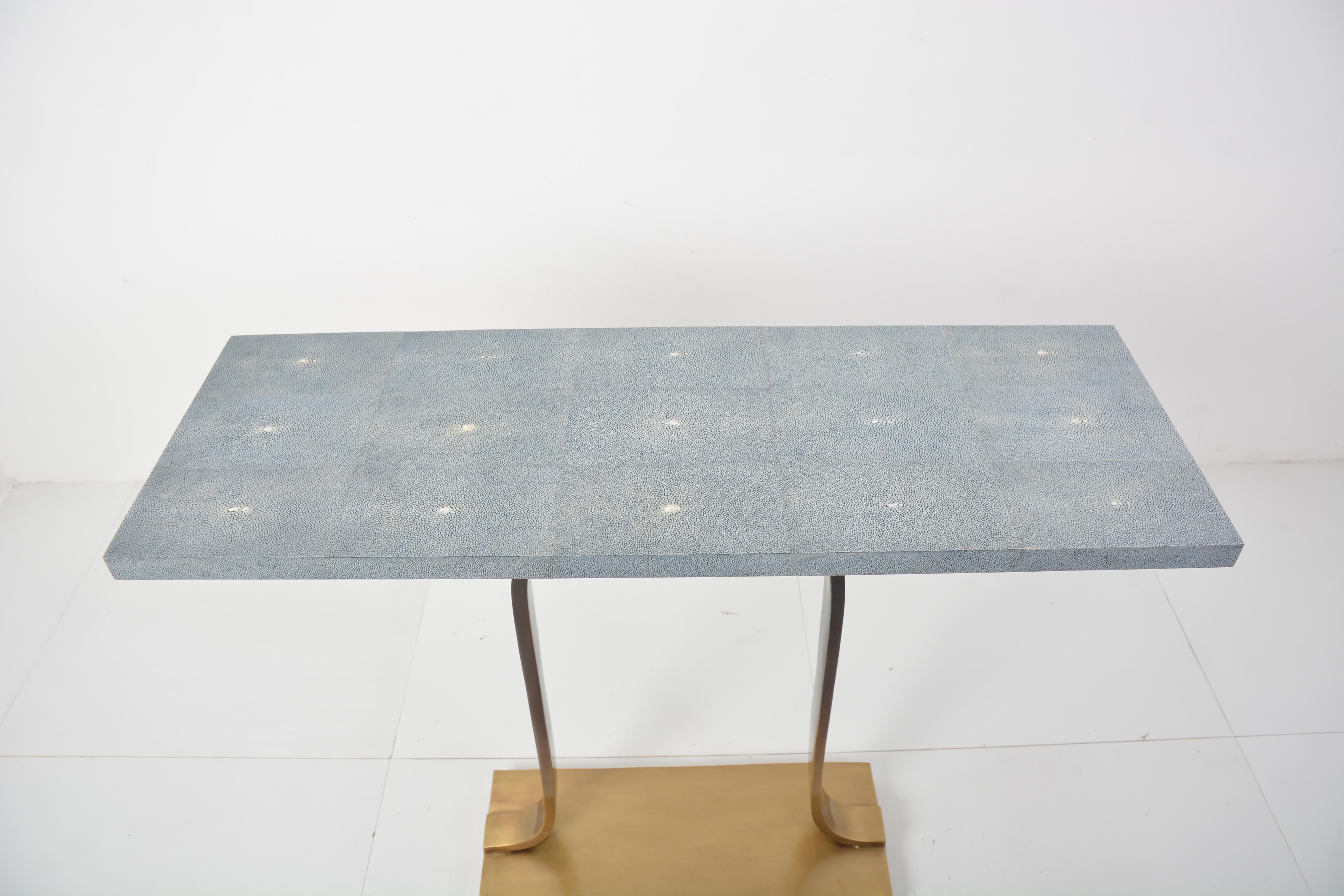 Bell Console in Cast Bronze and Shagreen by Elan Atelier (Preorder) In New Condition For Sale In New York, NY