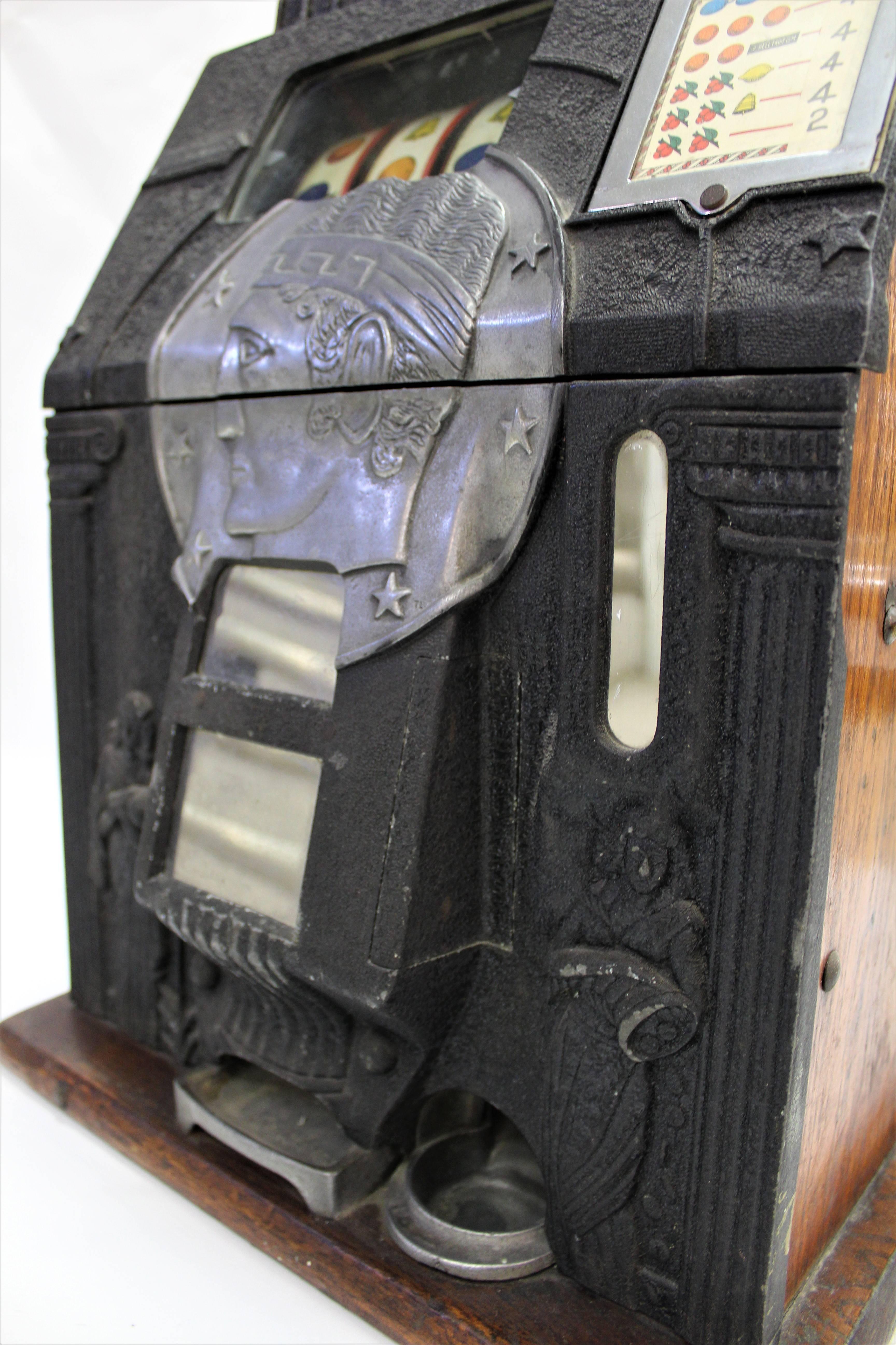 Mid-20th Century Bell Fruit Gum Company British Coin Operated Slot Machine Watling