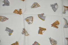 Bell "Horses & Riding Crops" Cream & Beige Silk Scarf