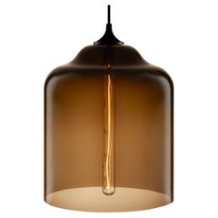 Bell Jar Chocolate Handblown Modern Glass Pendant Light, Made in the USA