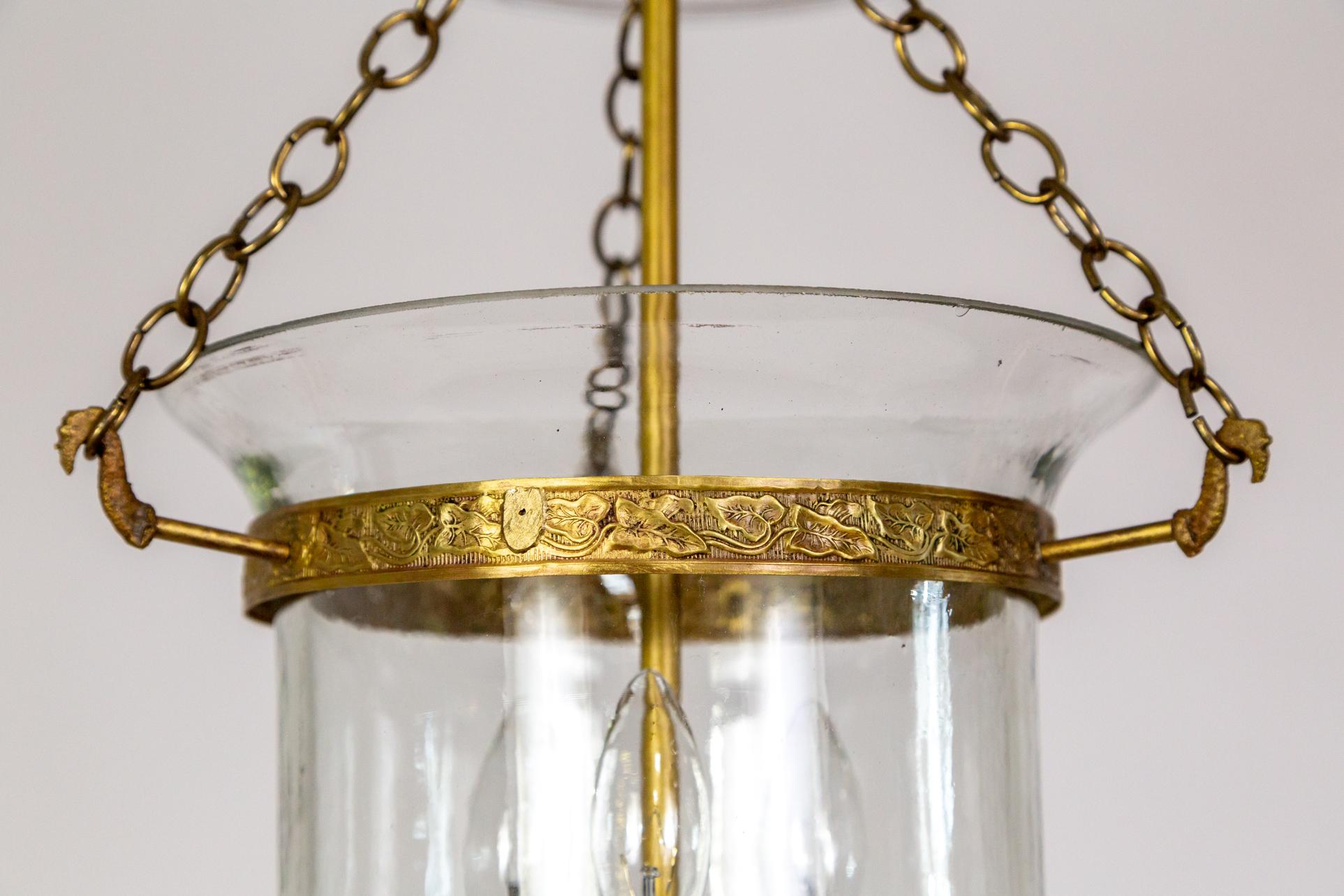 20th Century Bell Jar Lantern w/ Brass Details