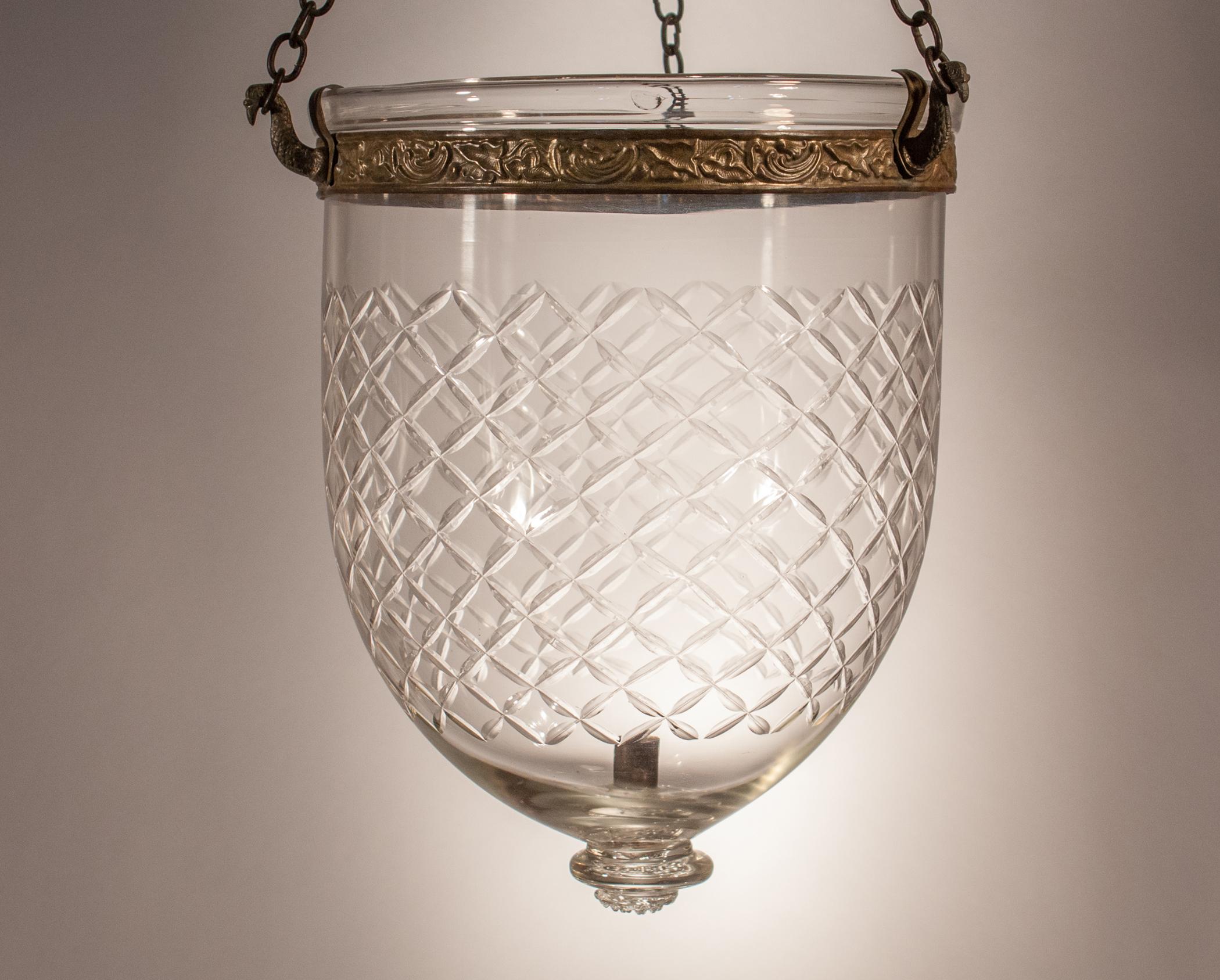 Bell Jar Lantern with Cut Glass Etching 3